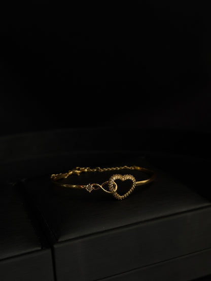 Złota bransoletka z sercem – pozłacana 18K złotem, elegancki prezent + kartka z wyznaniem