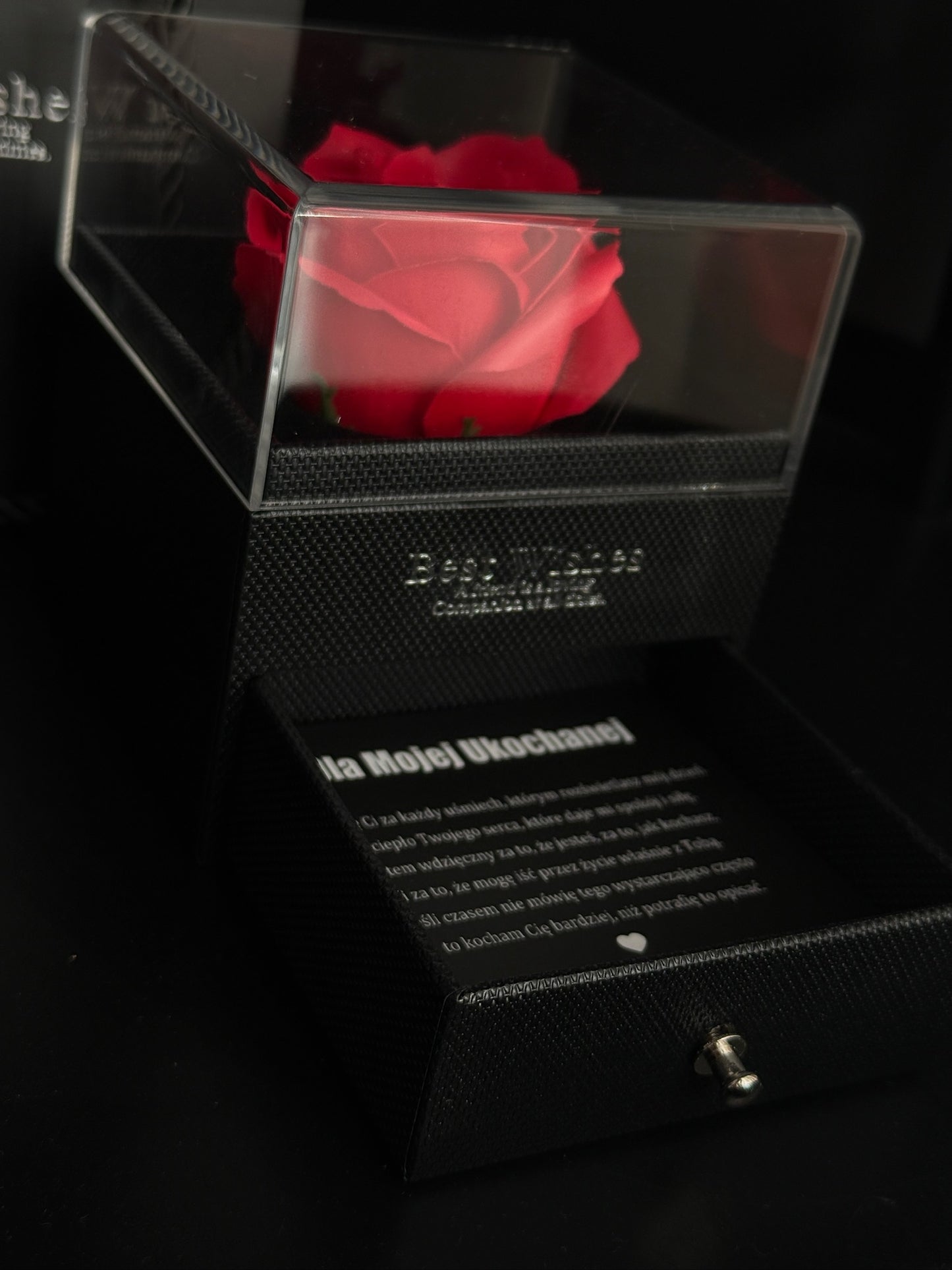 Komplet biżuterii w pudełku prezentowym – mydlana róża, srebrny naszyjnik, srebrna bransoletka + GRATIS